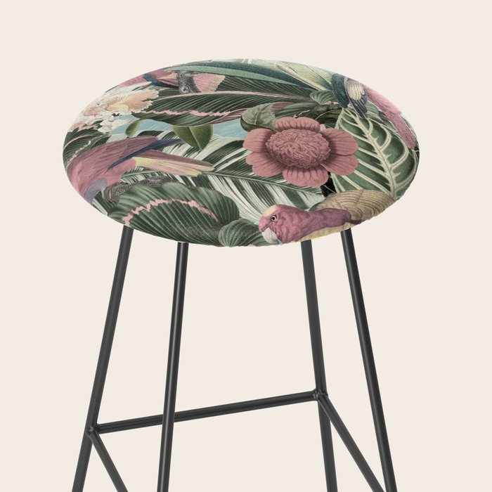 Vintage & Shabby Chic - Sepia Pink Tropical Bird Summer Garden Stool Gallery Image 2