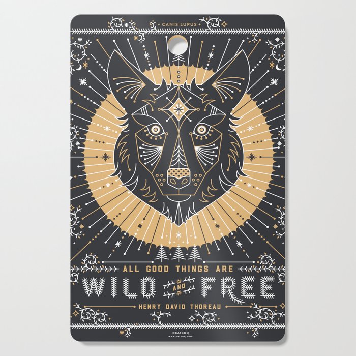 Wild & Free Wolf - Gold & Grey Cutting Board Gallery Image 1