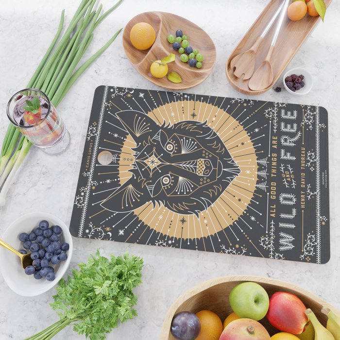 Wild & Free Wolf - Gold & Grey Cutting Board Gallery Image 2