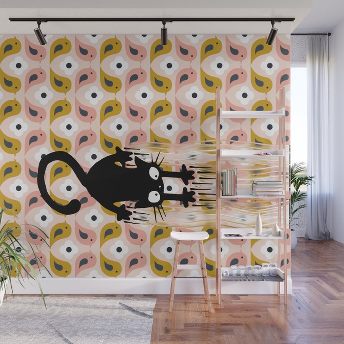 Unexspected falling cat blush Wall Mural Gallery Image 1