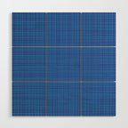 Blue Fine Weave Mid Century Modern Minimalist Woven Line Pattern Wood Wall Art Gallery Image 1