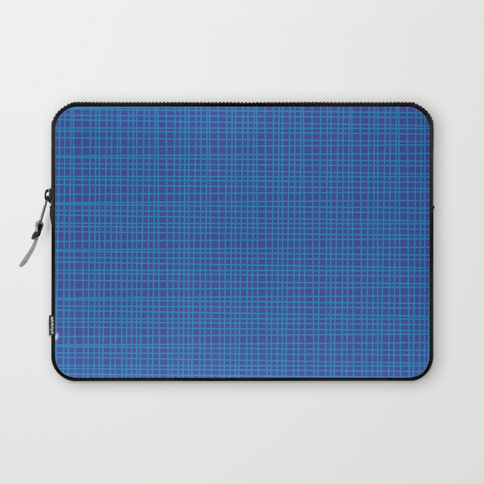 Blue Fine Weave Mid Century Modern Minimalist Woven Line Pattern Laptop Sleeve Gallery Image 1