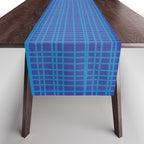 Blue Fine Weave Mid Century Modern Minimalist Woven Line Pattern Table Runner Gallery Image 1
