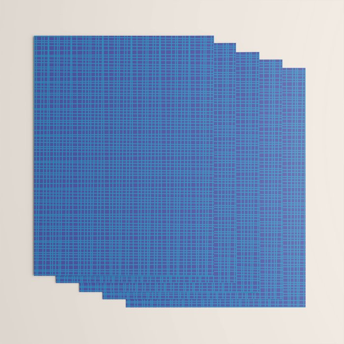 Blue Fine Weave Mid Century Modern Minimalist Woven Line Pattern Wrapping Paper Gallery Image 3