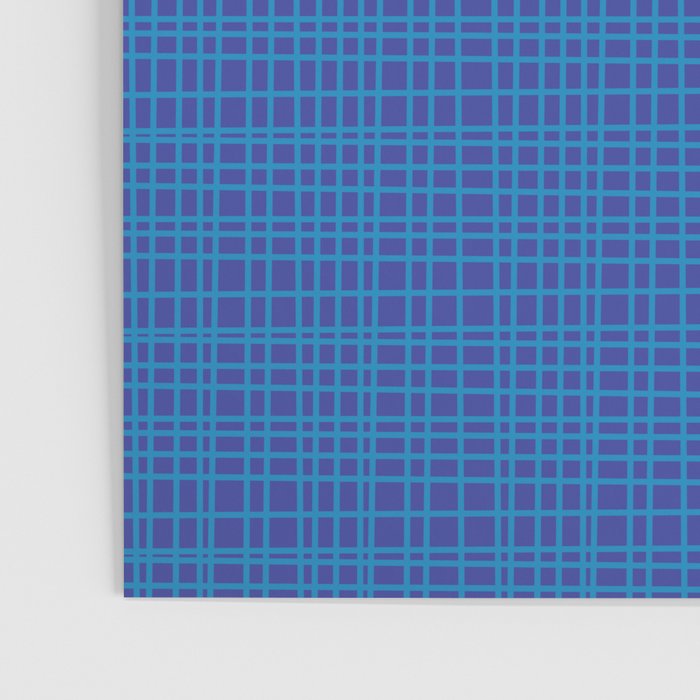 Blue Fine Weave Mid Century Modern Minimalist Woven Line Pattern Poster Gallery Image 3