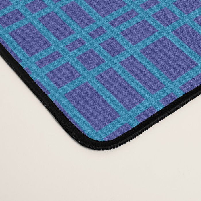 Blue Fine Weave Mid Century Modern Minimalist Woven Line Pattern Desk Mat Gallery Image 4