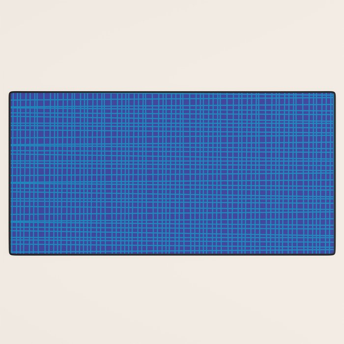 Blue Fine Weave Mid Century Modern Minimalist Woven Line Pattern Desk Mat Gallery Image 3