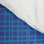 Blue Fine Weave Mid Century Modern Minimalist Woven Line Pattern Comforter Gallery Image 4