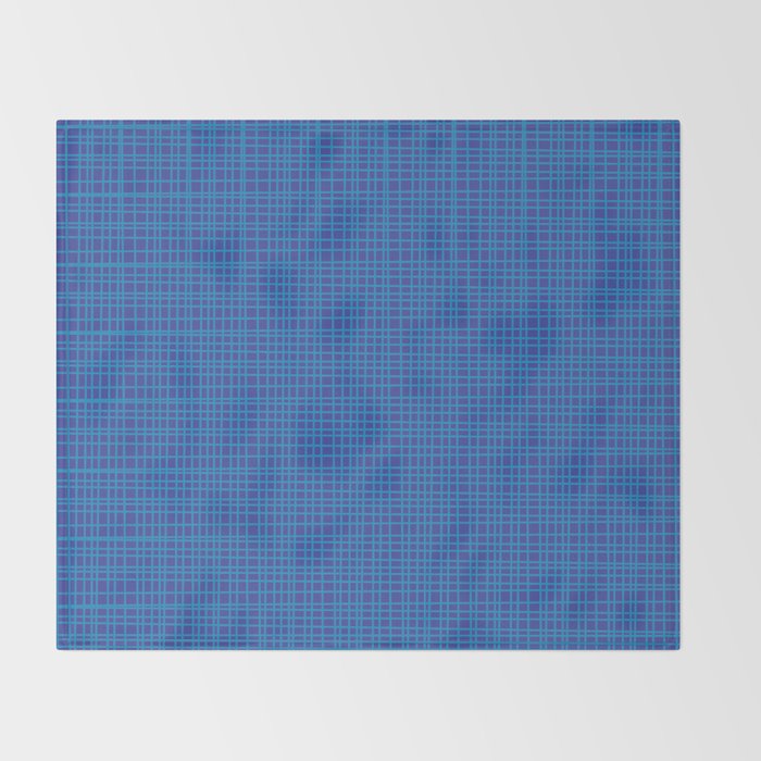 Blue Fine Weave Mid Century Modern Minimalist Woven Line Pattern Throw Blanket Gallery Image 2