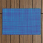 Blue Fine Weave Mid Century Modern Minimalist Woven Line Pattern Outdoor Rug Gallery Image 1
