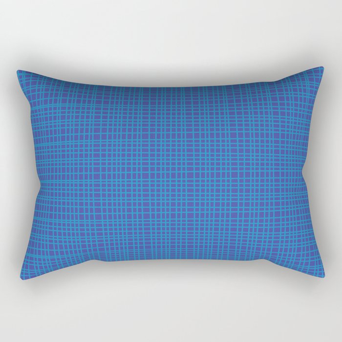 Blue Fine Weave Mid Century Modern Minimalist Woven Line Pattern Rectangular Pillow Gallery Image 2