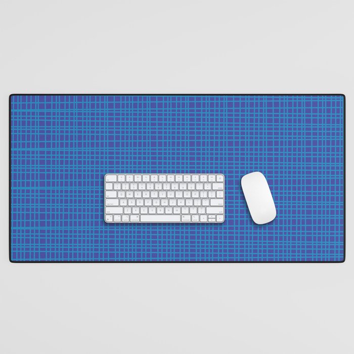 Blue Fine Weave Mid Century Modern Minimalist Woven Line Pattern Desk Mat Gallery Image 1