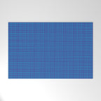 Blue Fine Weave Mid Century Modern Minimalist Woven Line Pattern Welcome Mat Gallery Image 1