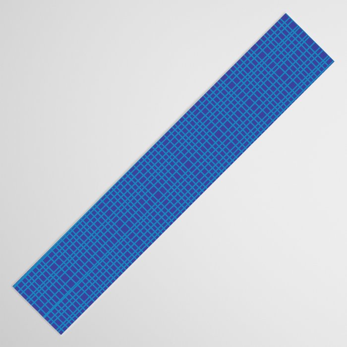Blue Fine Weave Mid Century Modern Minimalist Woven Line Pattern Table Runner Gallery Image 3