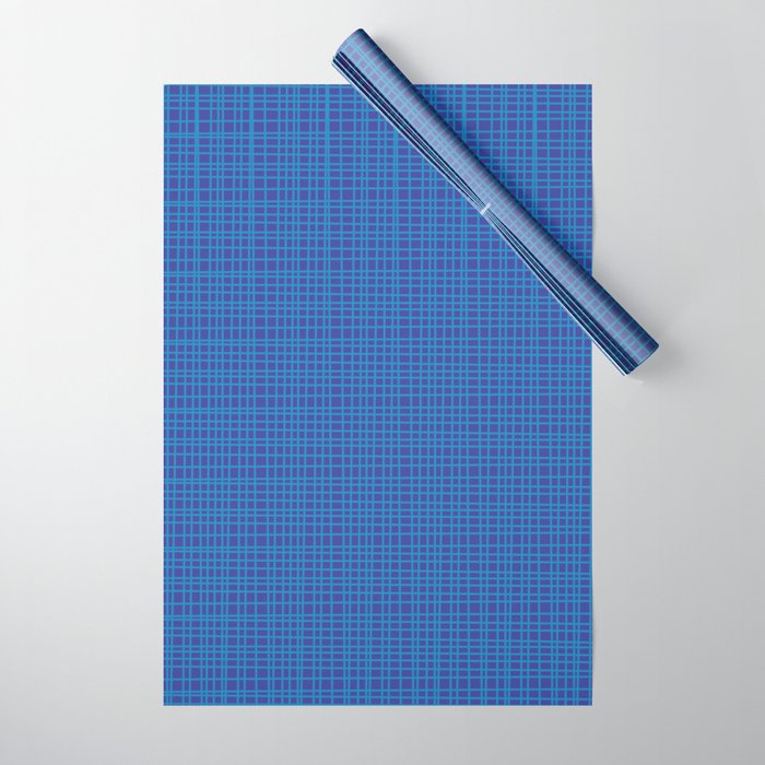 Blue Fine Weave Mid Century Modern Minimalist Woven Line Pattern Wrapping Paper Gallery Image 1