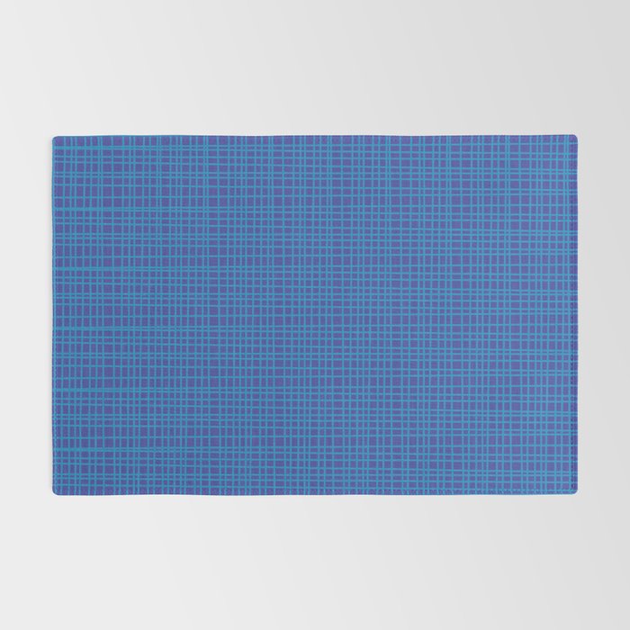 Blue Fine Weave Mid Century Modern Minimalist Woven Line Pattern Rug Gallery Image 2