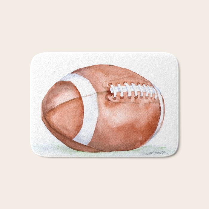 Football Watercolor Bath Mat Gallery Image 1
