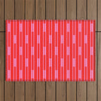 Bright Geo Chain Block Stripe Vertical Pattern in Preppy Pink and Red Outdoor Rug Gallery Image 1