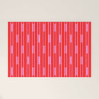 Bright Geo Chain Block Stripe Vertical Pattern in Preppy Pink and Red Welcome Mat Gallery Image 1