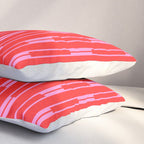 Bright Geo Chain Block Stripe Vertical Pattern in Preppy Pink and Red Pillow Sham Gallery Image 3