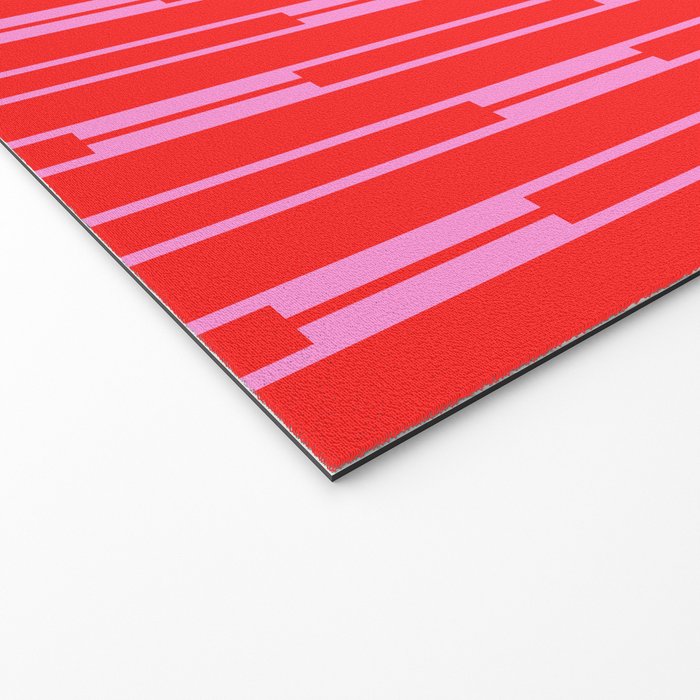 Bright Geo Chain Block Stripe Vertical Pattern in Preppy Pink and Red Welcome Mat Gallery Image 2