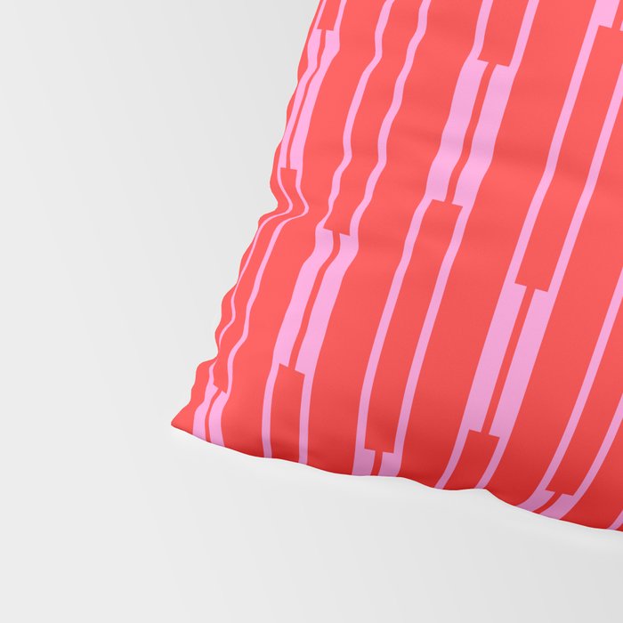 Bright Geo Chain Block Stripe Vertical Pattern in Preppy Pink and Red Pillow Sham Gallery Image 4