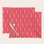 Bright Geo Chain Block Stripe Vertical Pattern in Preppy Pink and Red Placemat Gallery Image 1
