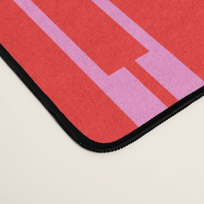 Bright Geo Chain Block Stripe Vertical Pattern in Preppy Pink and Red Desk Mat Gallery Image 4