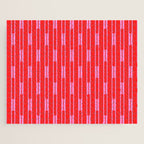 Bright Geo Chain Block Stripe Vertical Pattern in Preppy Pink and Red Jigsaw Puzzle Gallery Image 1