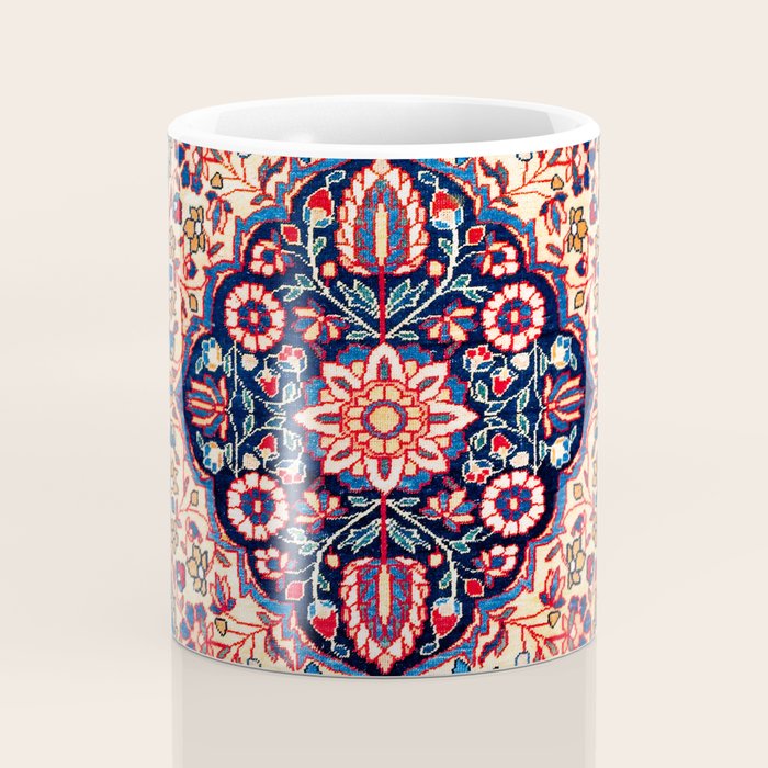 Kashan Central Persian Rug Print Coffee Mug Gallery Image 4