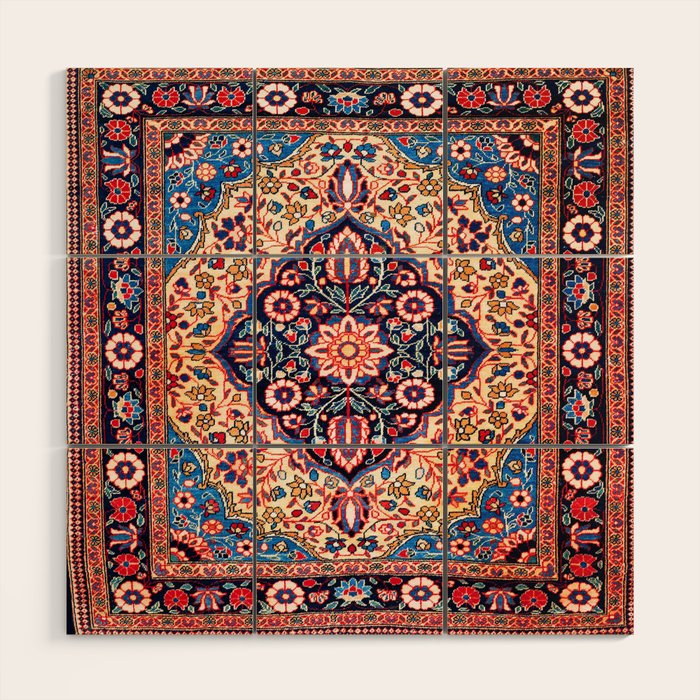 Kashan Central Persian Rug Print Wood Wall Art Gallery Image 1