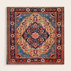Kashan Central Persian Rug Print Wood Wall Art Gallery Image 1