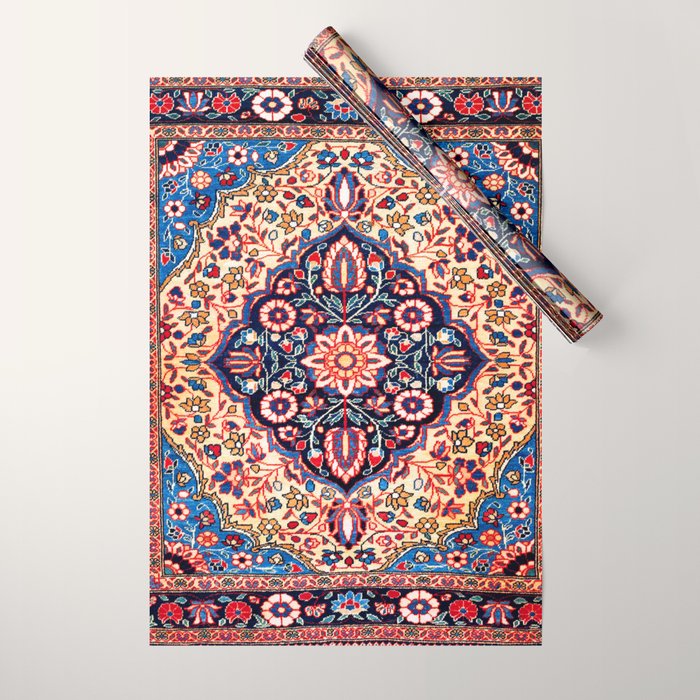 Kashan Central Persian Rug Print Wrapping Paper Gallery Image 1