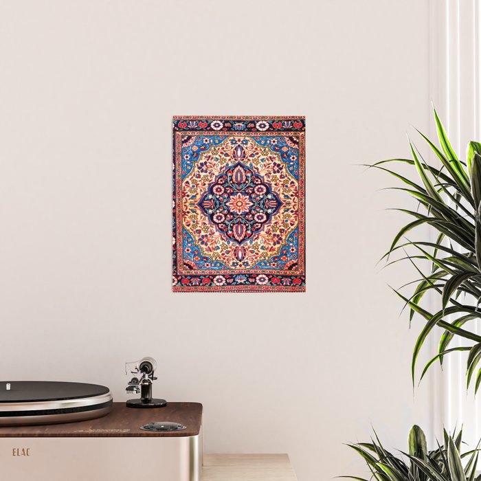 Kashan Central Persian Rug Print Poster Gallery Image 2