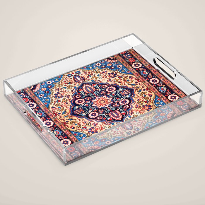 Kashan Central Persian Rug Print Acrylic Tray Gallery Image 1
