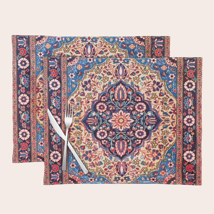 Kashan Central Persian Rug Print Placemat Gallery Image 1