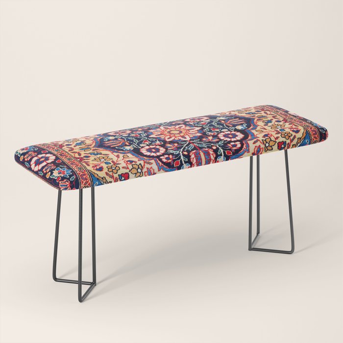 Kashan Central Persian Rug Print Bench Gallery Image 1