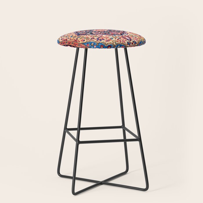 Kashan Central Persian Rug Print Stool Gallery Image 1