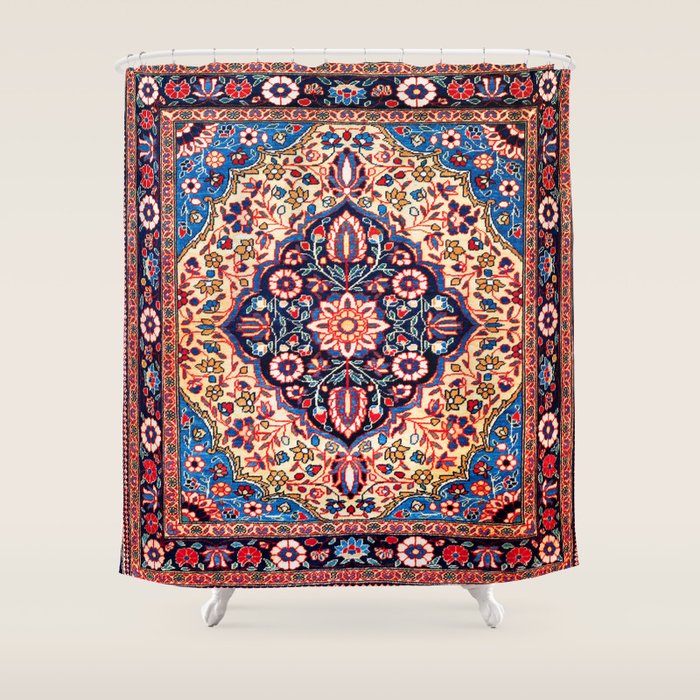 Kashan Central Persian Rug Print Shower Curtain Gallery Image 1