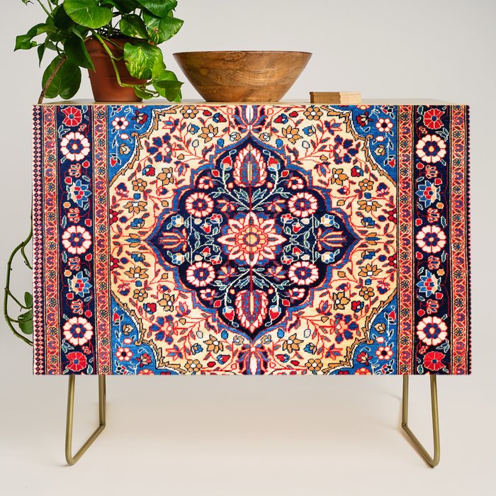Kashan Central Persian Rug Print Credenza Gallery Image 1