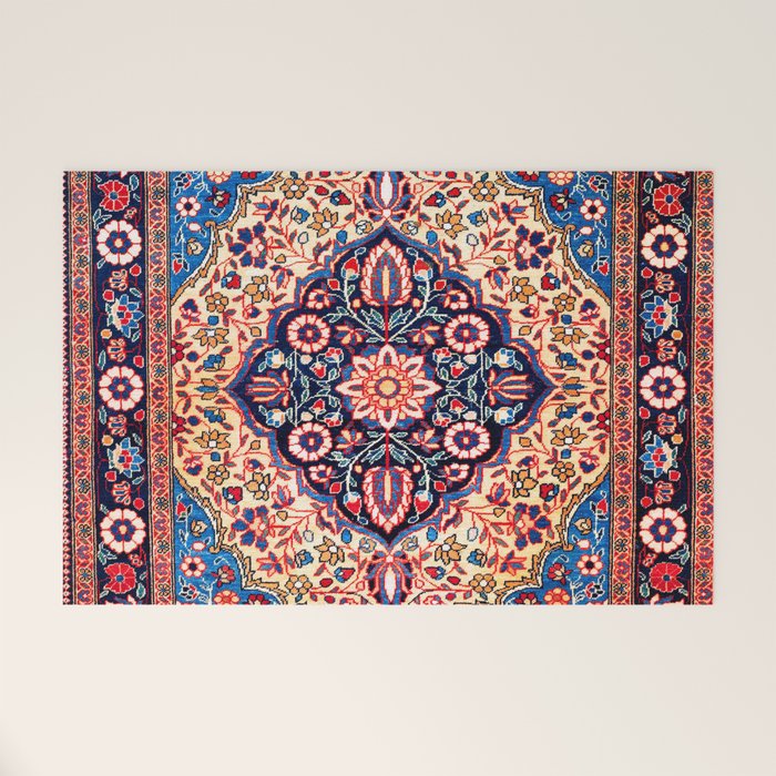 Kashan Central Persian Rug Print Welcome Mat Gallery Image 1