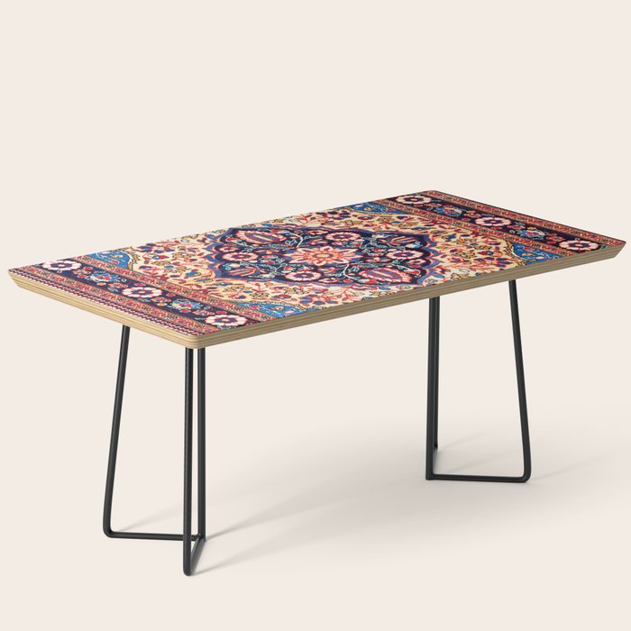 Kashan Central Persian Rug Print Coffee Table Gallery Image 1
