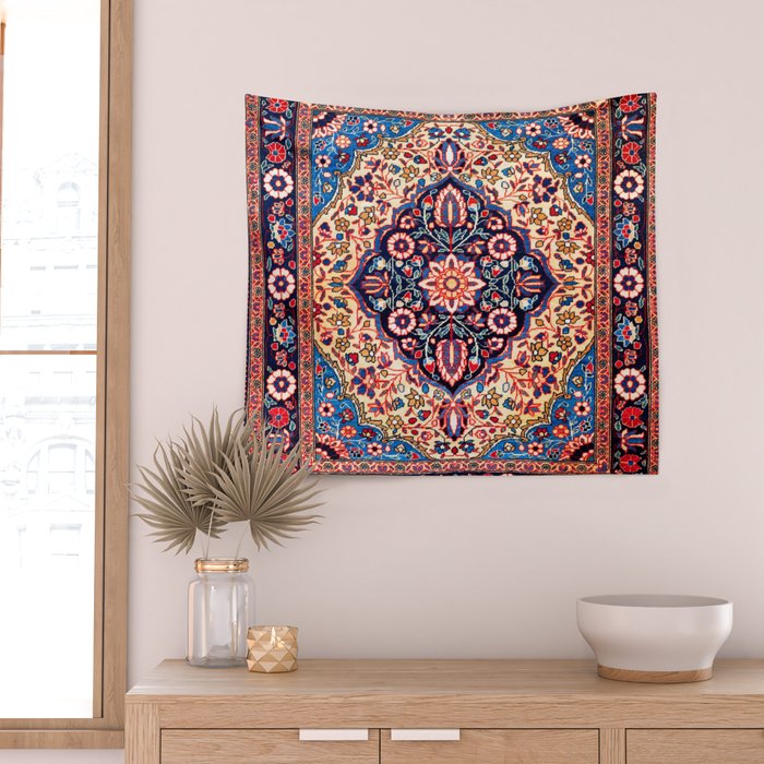Kashan Central Persian Rug Print Wall Tapestry Gallery Image 2