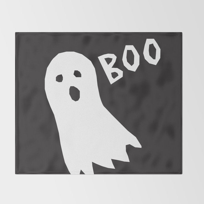 Boo halloween ghost Throw Blanket Gallery Image 2