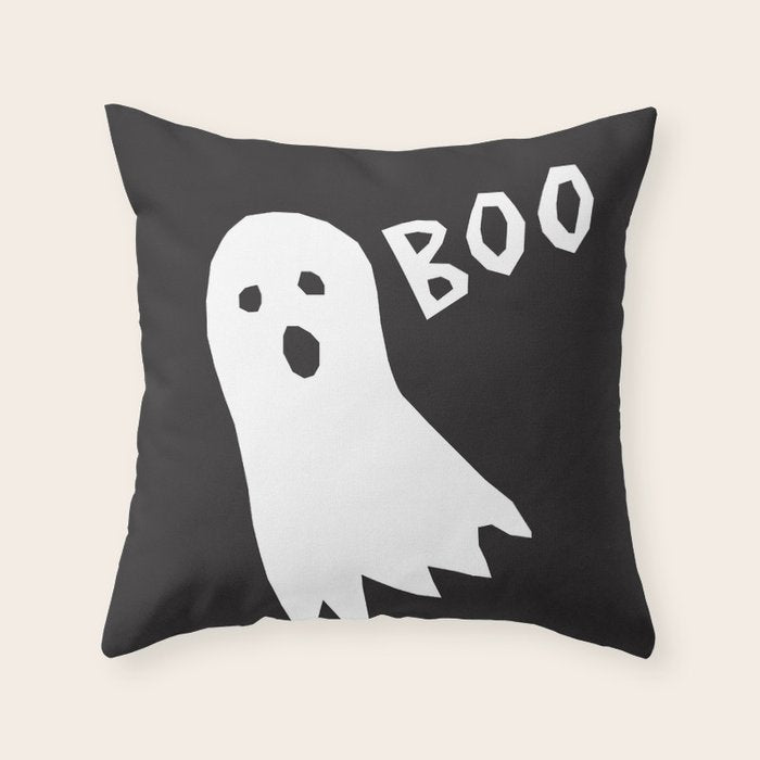 Boo halloween ghost Throw Pillow Gallery Image 1
