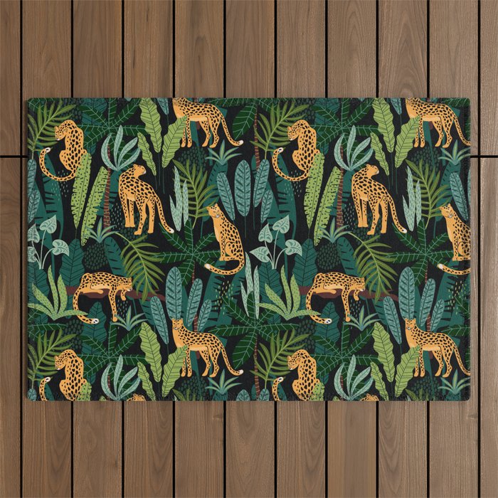 Midnight Leopard Jungle Outdoor Rug Gallery Image 1