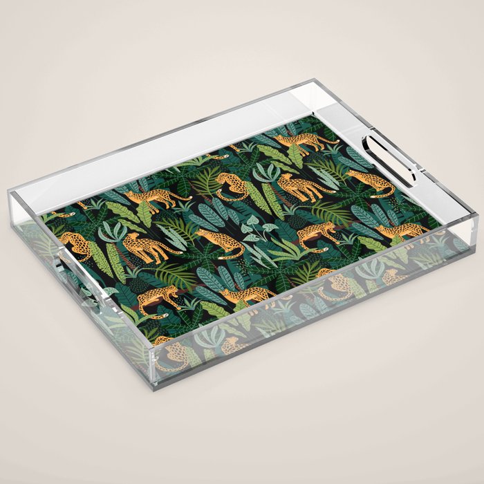 Midnight Leopard Jungle Acrylic Tray Gallery Image 1