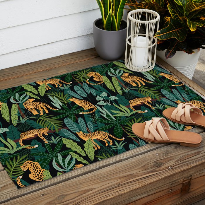 Midnight Leopard Jungle Outdoor Rug Gallery Image 2