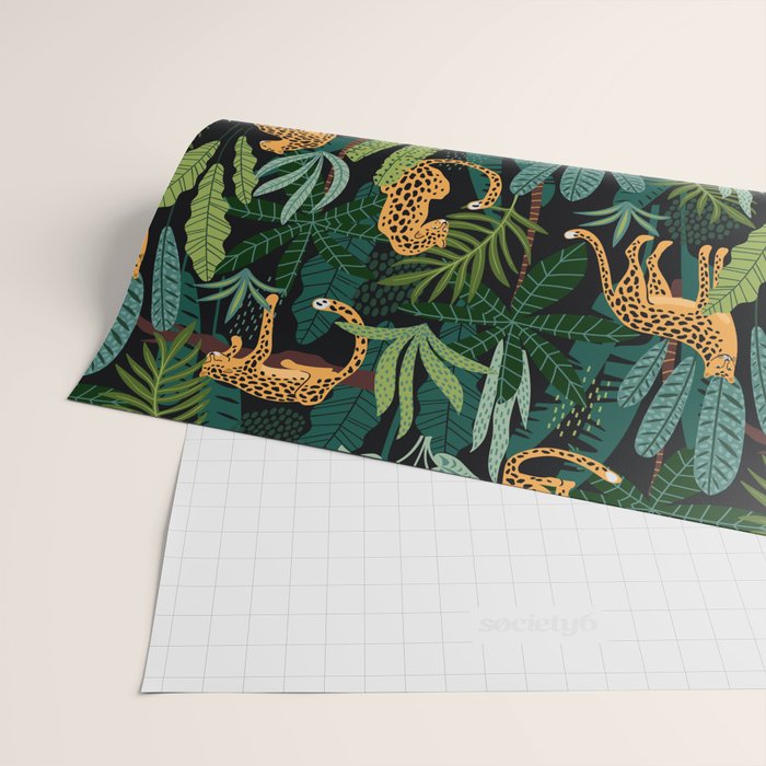Midnight Leopard Jungle Wrapping Paper Gallery Image 2