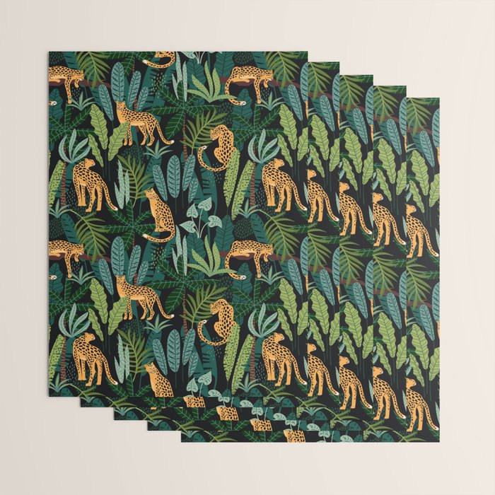 Midnight Leopard Jungle Wrapping Paper Gallery Image 3